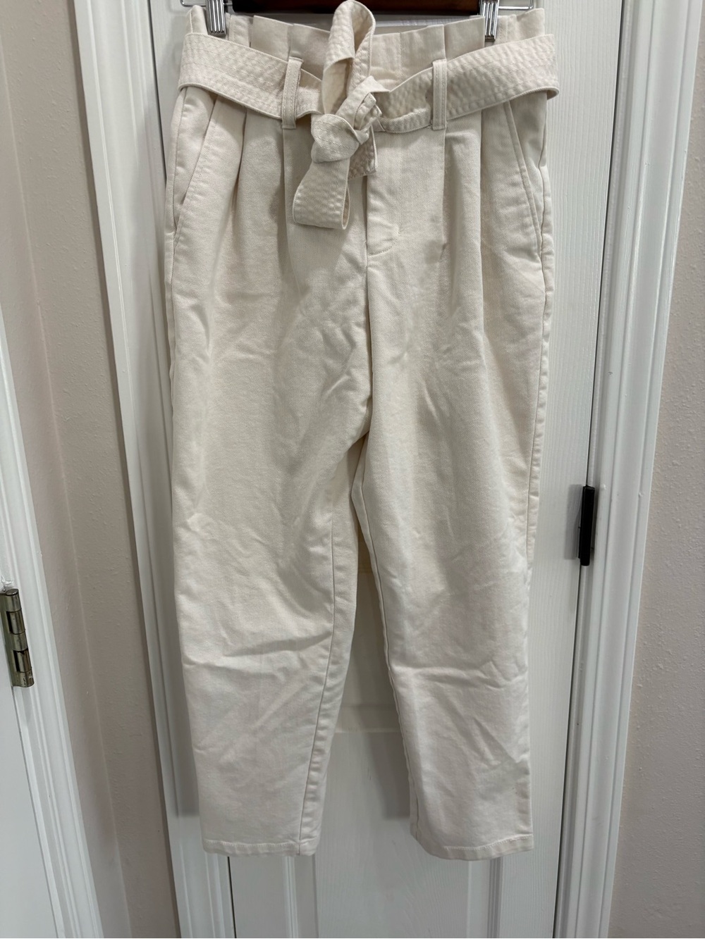 a new day Cream Paperbag Waist Chinos with Tie Belt